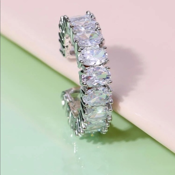 Men’s Zircon Bling Silver cuff ring - Picture 7 of 11